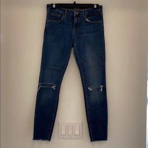 Zara Ripped-Knee Blue Jeans